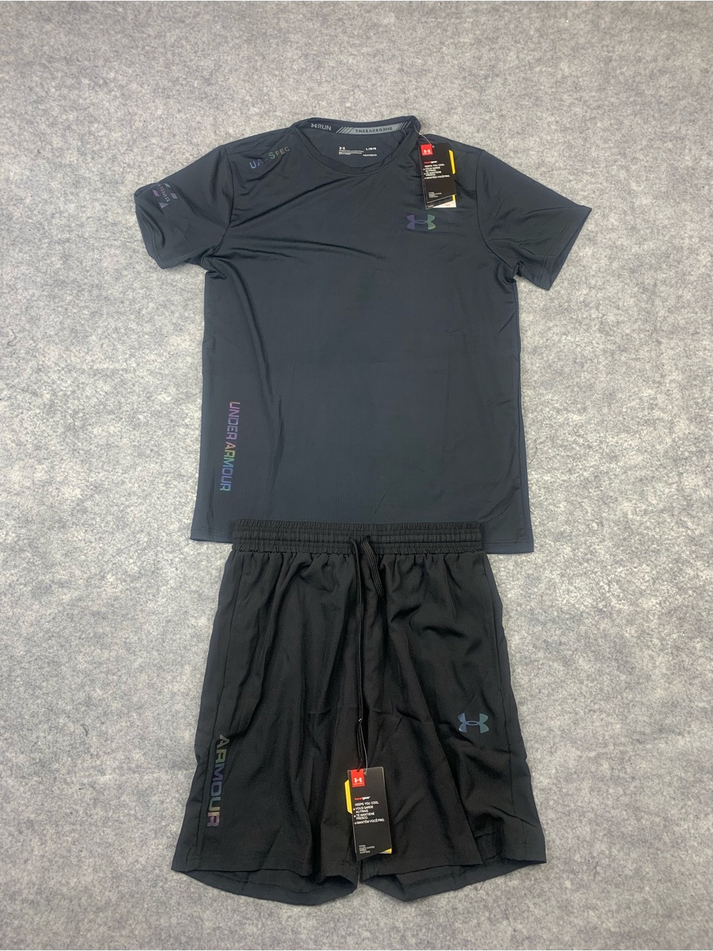 UA Under Armour Reflective 2-Piece Running Shirt Shorts Set  Mens Large